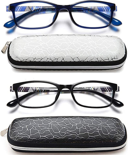 EYEURL 2 Pack Reading Glasses for Women Men, Blue Light Blocking Lightweight TR90 Readers Filter Glare/UV Rays/Eyestrain, 1.25