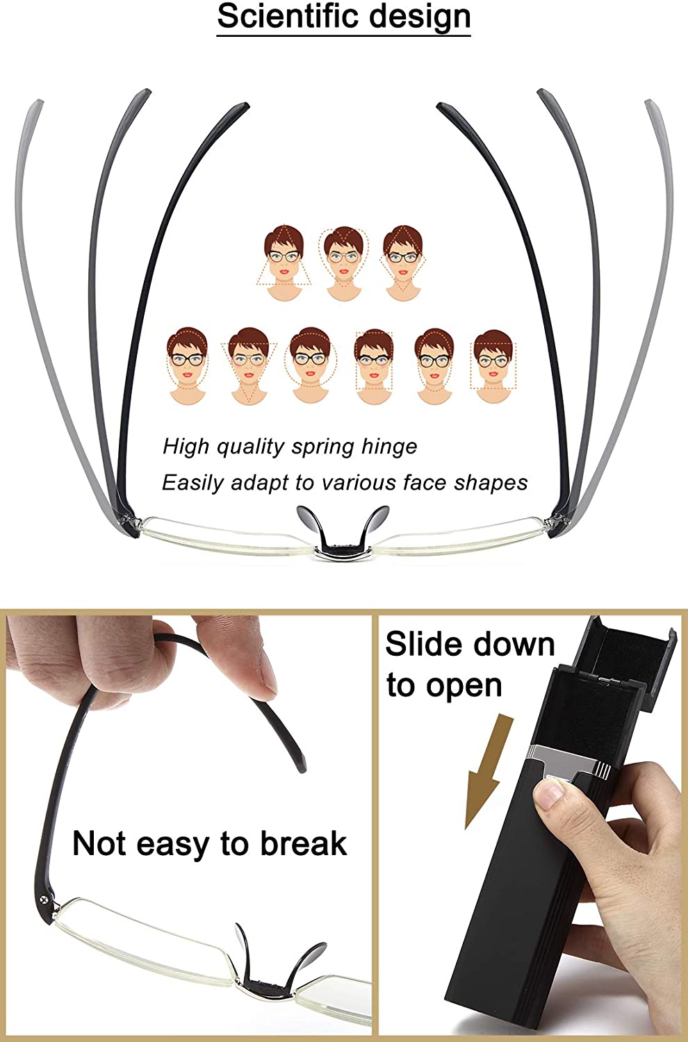Classic Half-Moon Anti-Glare Readers for Men & Women - product photo 3