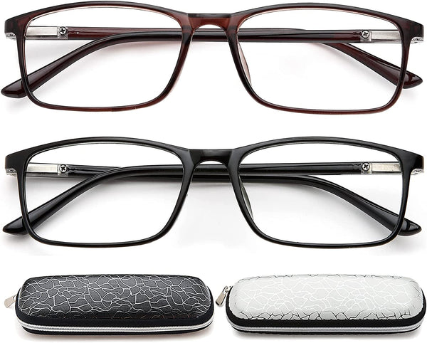 YTDBNS Blue Light Blocking Reading Glasses - 2 Pack Computer Readers for Men and Women, Spring Hinge, Black/Brown (Black and Brown, 1.25)