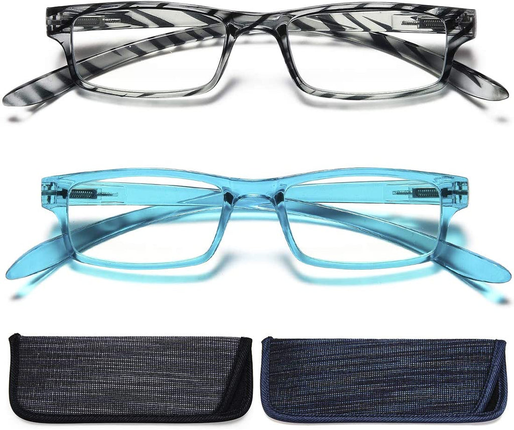EYEURL Reading Glasses Neck Hanging 2 Pairs Blue Light Blocking Glasses for Men and Women 1.5xx