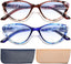 EYEURL 2 Pack Cat Eye Reading Glasses for Women - 1.25 Blue Light Blocking Computer Readers with Spring Hinge, Ultra-Light Pattern Design Eyeglasses