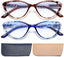 EYEURL 2 Pack Cat Eye Reading Glasses for Women - 1.25 Magnification, Blue Light Blocking Computer Readers, Ultra-Light with Spring Hinge, Stylish Pattern Design