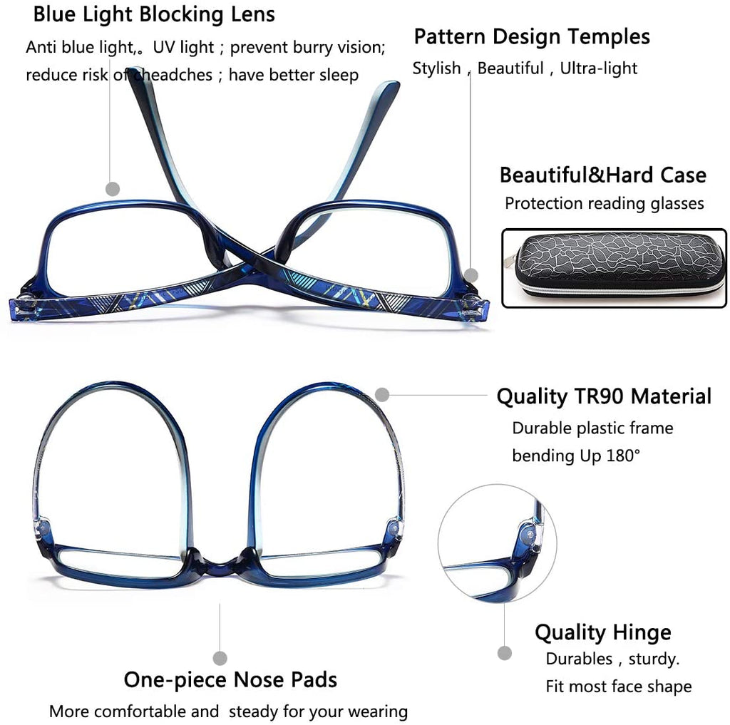 EYEURL Reading glasses Blue Light Blocking Men Women Computer Readers Lightweight TR90 Flexible Frame Eyeglasses UV Protection