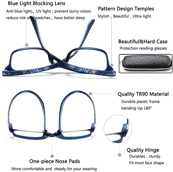 EYEURL Reading glasses Blue Light Blocking Men Women Computer Readers Lightweight TR90 Flexible Frame Eyeglasses UV Protection