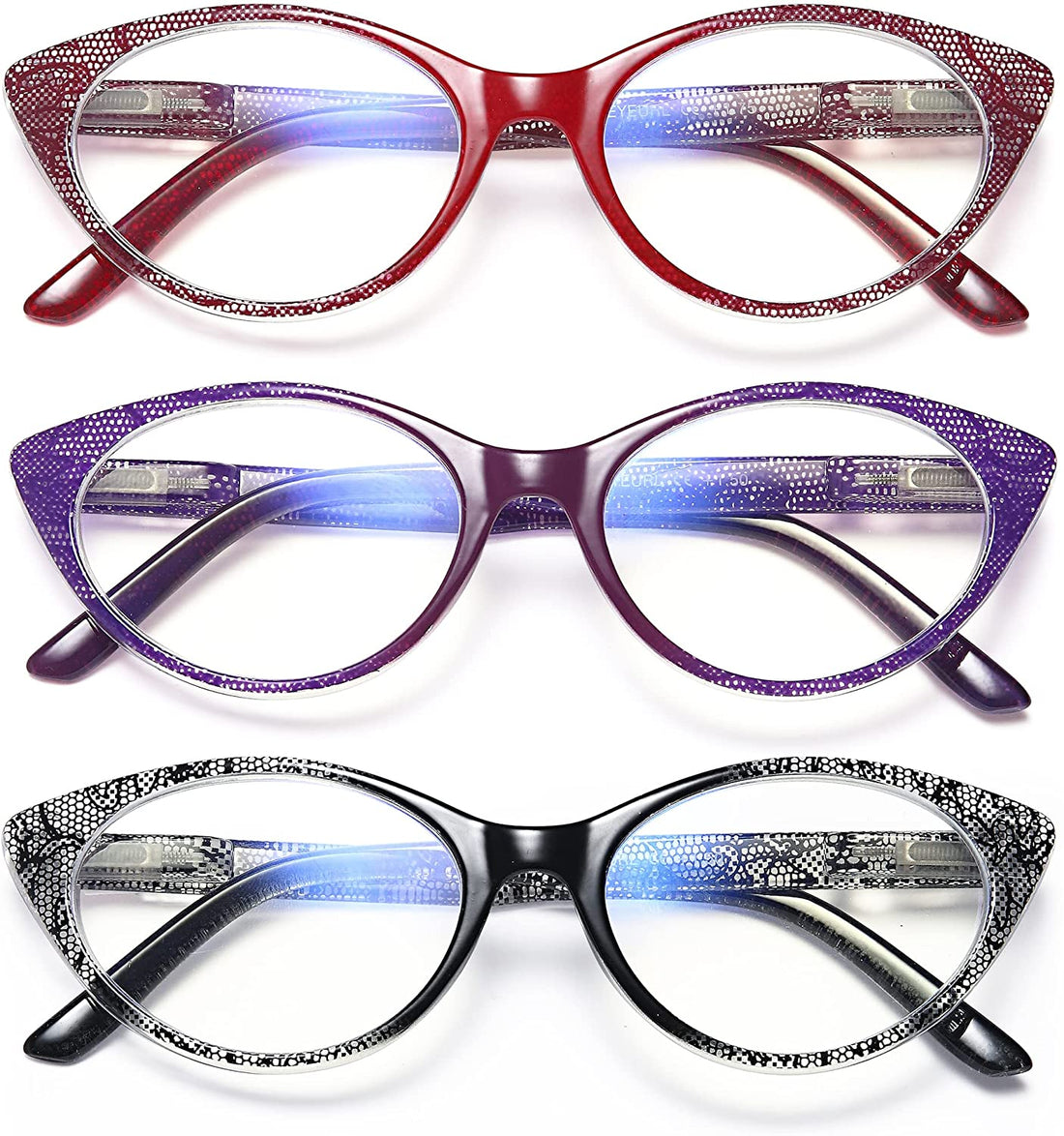 3-Pack Cat-Eye Blue-Light Readers for Women – Black & Purple - product photo 1
