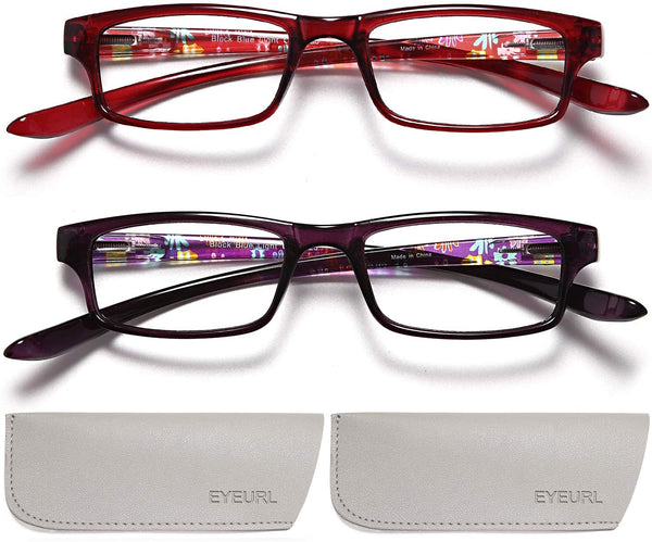 EYEURL Reading Glasses Neck Hanging 2 Pairs Blue Light Blocking Glasses for Men and Women 1.5xx